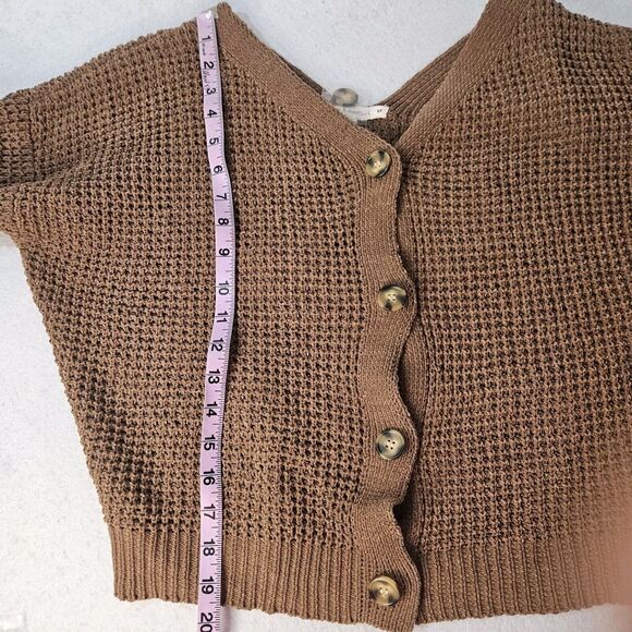MOON & MADISON Sz M Brown Crop Reversible Knit Sweater NWT Cardigan Long Sleeve - Picture 4 of 7